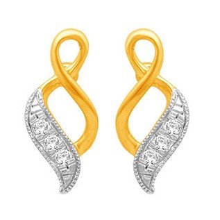 18K Gold Real Diamond Fancy Earring...