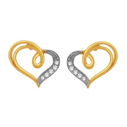 18k gold real diamond heart shape earring mga - rde005