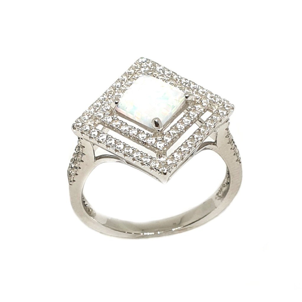 925 Sterling Silver Square Shaped Ring MGA - LRS3374