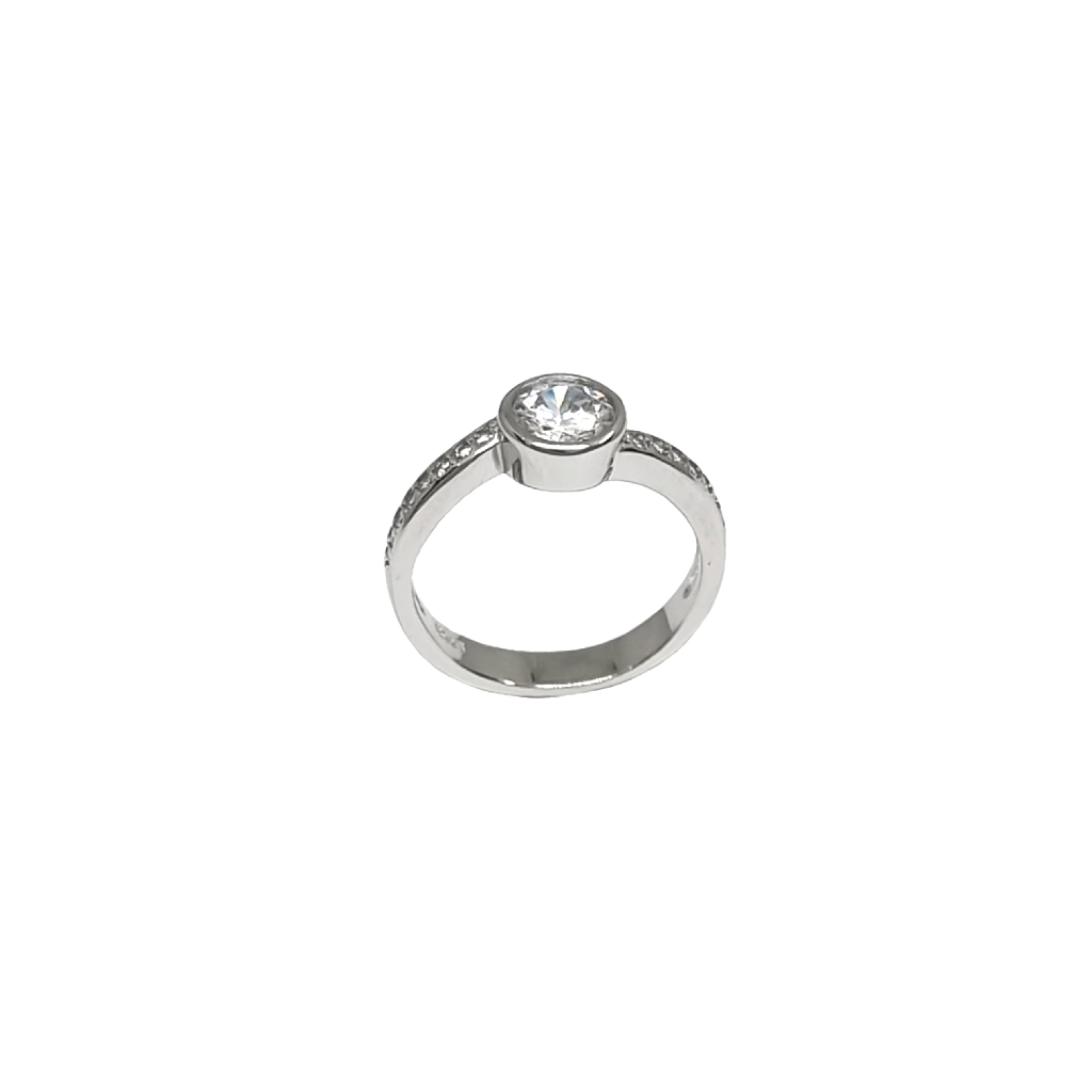 Simple Diamond Ring In 925 Sterling...