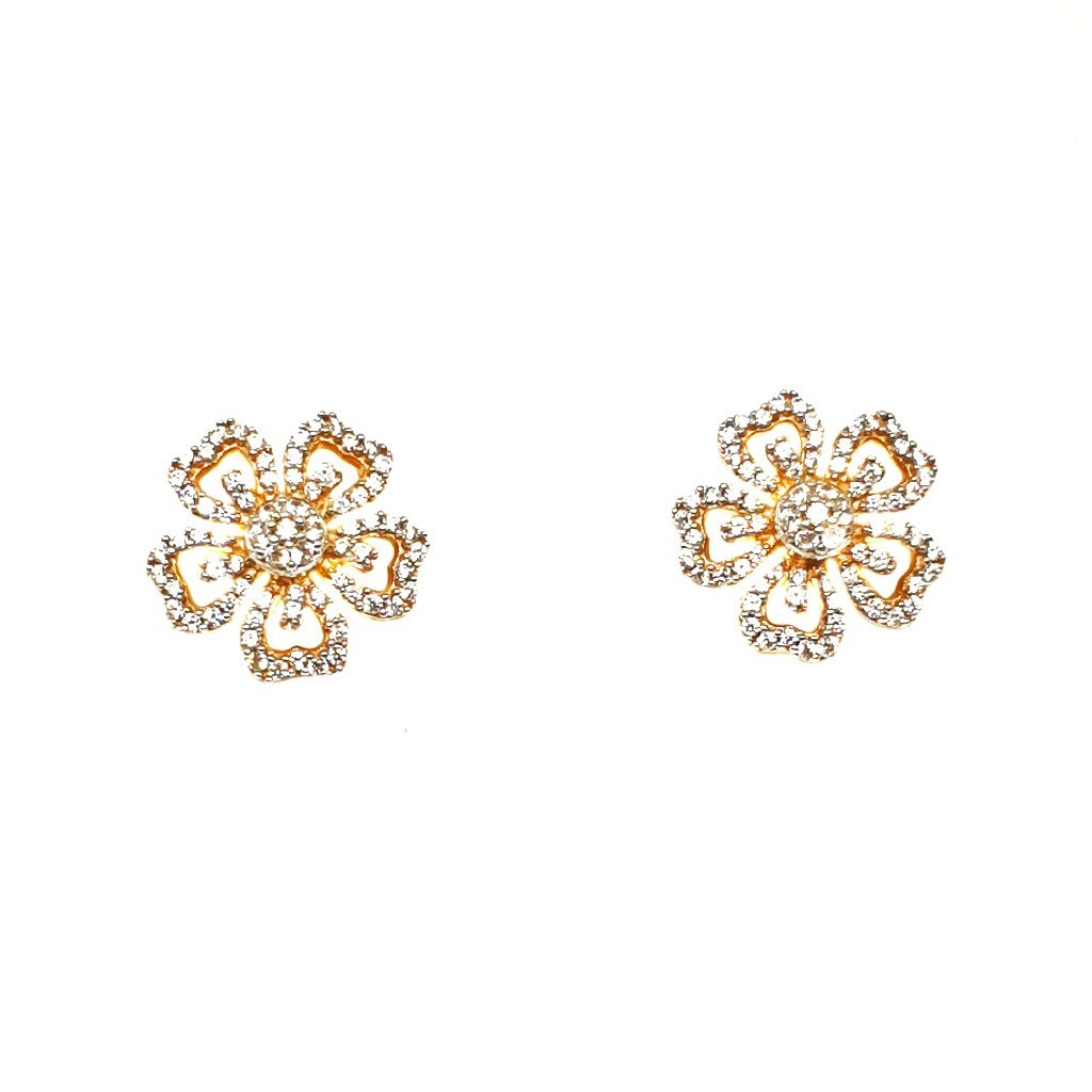 22K Gold CZ Diamond Tops Earrings M...