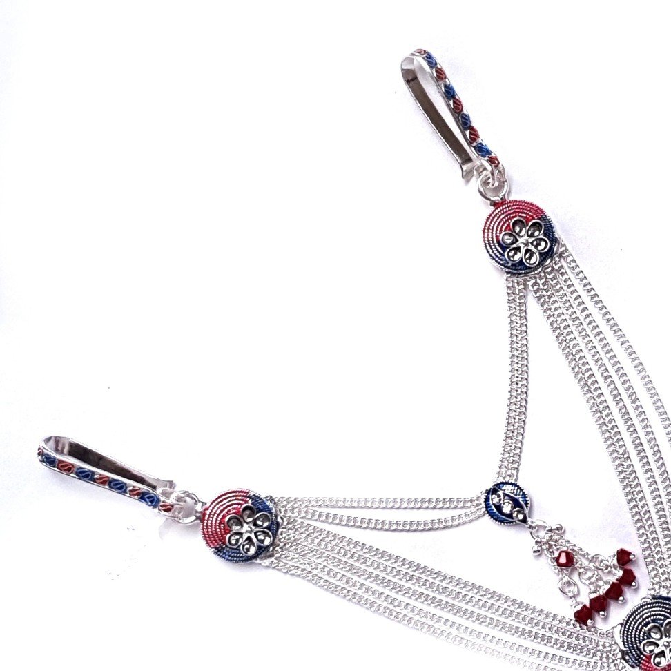 2 Clips Fancy Silver Kamar Belt MGA - JUS0072