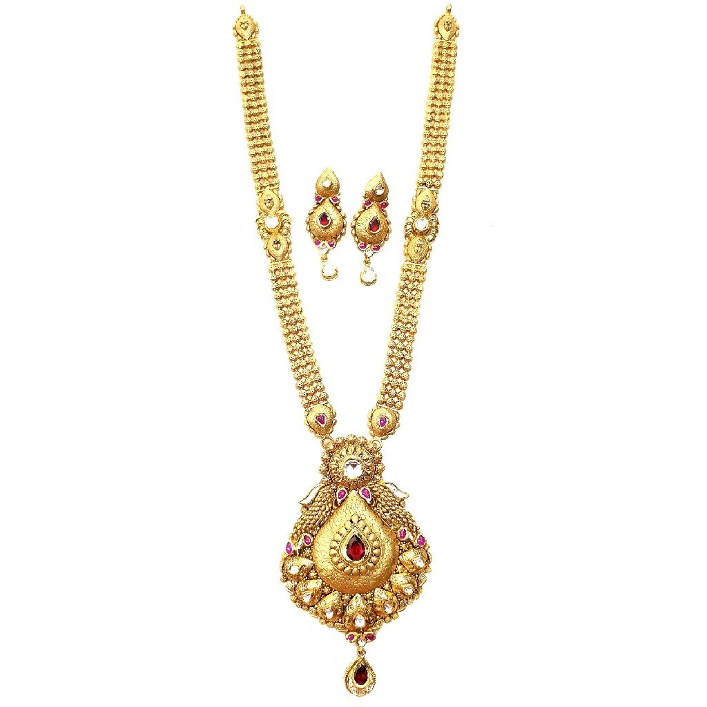 22k Gold Antique Long Necklace With...