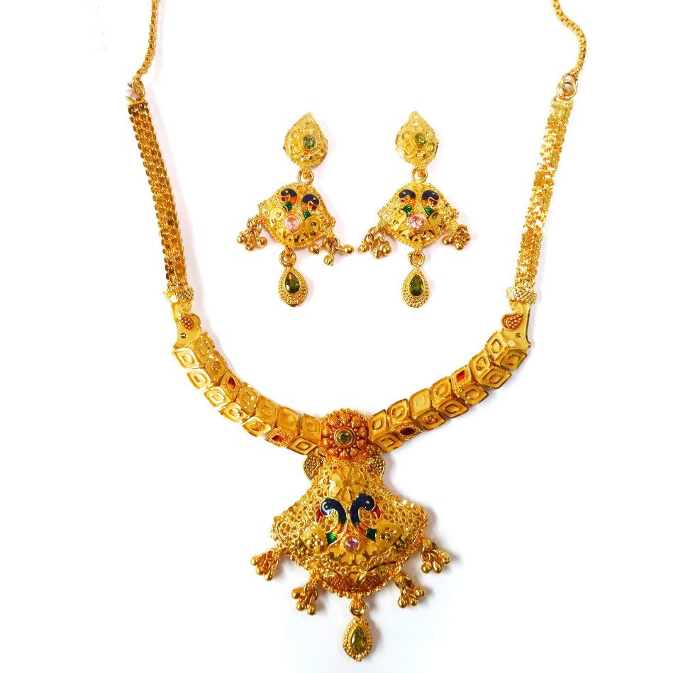 One gram gold forming necklace set mga - gfn005