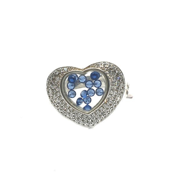 925 Sterling Silver Heart Shape Blu...