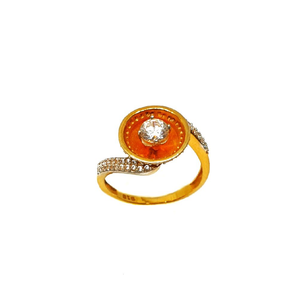 22K Gold Round Shaped Solitaire Dia...