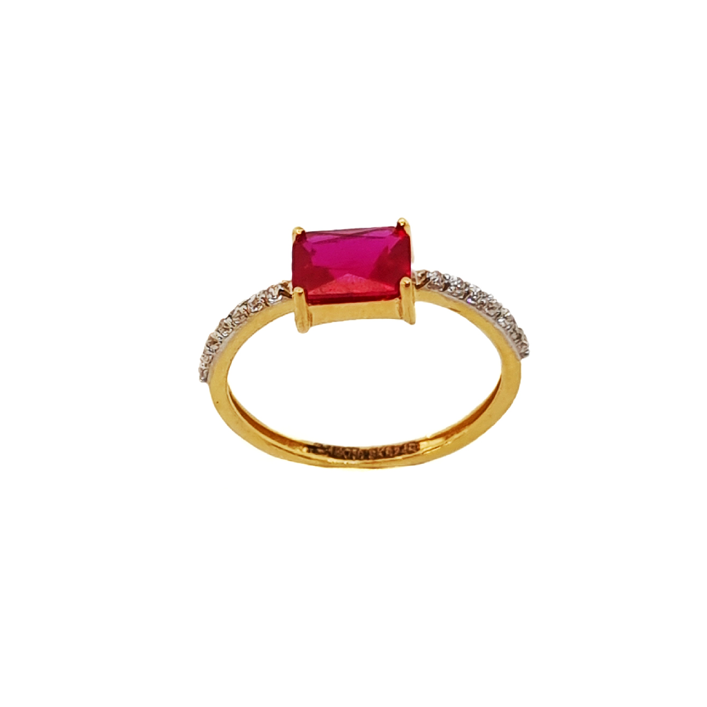 Pink Stone Diamond Ring In 18K Gold...